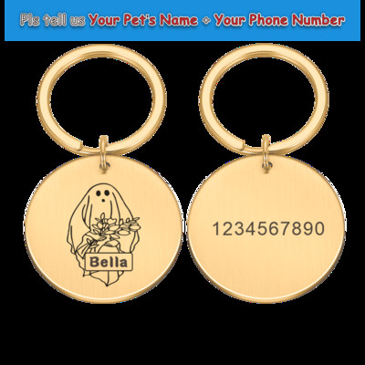 Προσαρμόσιμο γιακά σκύλου Ετικέτες διεύθυνσης για σκύλους Μετάλλιο με χαρακτικό όνομα Γατάκι κουτάβι Αξεσουάρ Πιάτο εξατομίκευσης αποκριών