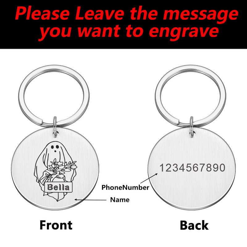 Προσαρμόσιμο γιακά σκύλου Ετικέτες διεύθυνσης για σκύλους Μετάλλιο με χαρακτικό όνομα Γατάκι κουτάβι Αξεσουάρ Πιάτο εξατομίκευσης αποκριών