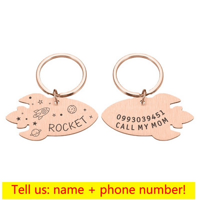 Kohandatud nimesildiga graveeritud lemmikloomasiltidega Isikupärastatud lõbus metallist silt Rocket Planetiga tasuta kirjaga koerasildiga väike keskmine