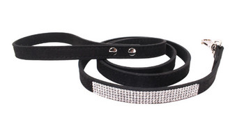 Suede Fiber Crystal Dog Collar Leashes Soft Glitter Rhinestone Dog λουριά με αγκράφα από κράμα ψευδαργύρου για μικρά σκυλιά γάτες 120*1,5cm