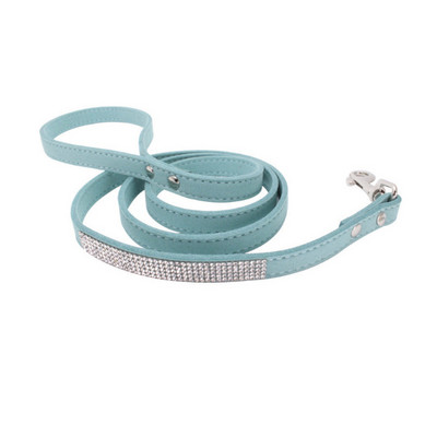 Lese de guler de câini din fibră de căprioară, cristal, lesă de câine cu strass moale, cu cataramă din aliaj de zinc, pentru câini de talie mică, pisici 120*1,5 cm