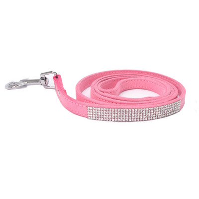 Lese de guler de câini din fibră de căprioară, cristal, lesă de câine cu strass moale, cu cataramă din aliaj de zinc, pentru câini de talie mică, pisici 120*1,5 cm