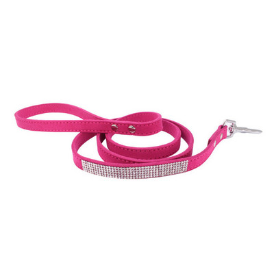 Lese de guler de câini din fibră de căprioară, cristal, lesă de câine cu strass moale, cu cataramă din aliaj de zinc, pentru câini de talie mică, pisici 120*1,5 cm