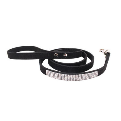 Lese de guler de câini din fibră de căprioară, cristal, lesă de câine cu strass moale, cu cataramă din aliaj de zinc, pentru câini de talie mică, pisici 120*1,5 cm