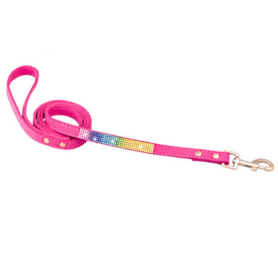 Lese de guler de câini din fibră de căprioară, cristal, lesă de câine cu strass moale, cu cataramă din aliaj de zinc, pentru câini de talie mică, pisici 120*1,5 cm