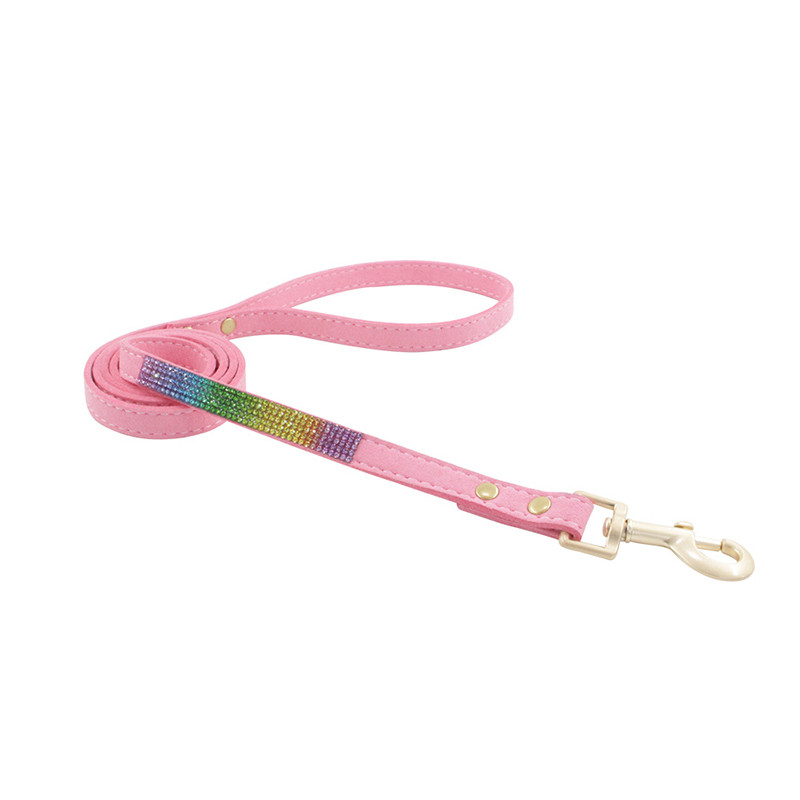 Lese de guler de câini din fibră de căprioară, cristal, lesă de câine cu strass moale, cu cataramă din aliaj de zinc, pentru câini de talie mică, pisici 120*1,5 cm