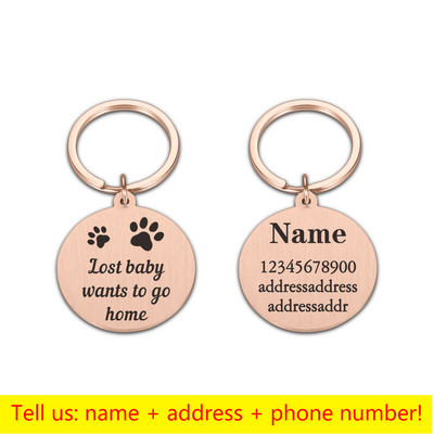 Personalizēta suņu šķīvju kaklarota Pielāgota adrese kaķim, suņa medaļai gravēšana medaljona mājdzīvnieka identifikācijas birka Palīdzība mājdzīvniekiem doties mājās Aksesuāri