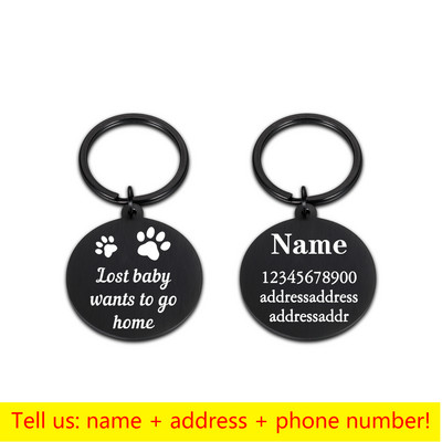 Personalizēta suņu šķīvju kaklarota Pielāgota adrese kaķim, suņa medaļai gravēšana medaljona mājdzīvnieka identifikācijas birka Palīdzība mājdzīvniekiem doties mājās Aksesuāri