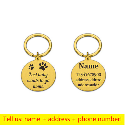 Personalizēta suņu šķīvju kaklarota Pielāgota adrese kaķim, suņa medaļai gravēšana medaljona mājdzīvnieka identifikācijas birka Palīdzība mājdzīvniekiem doties mājās Aksesuāri