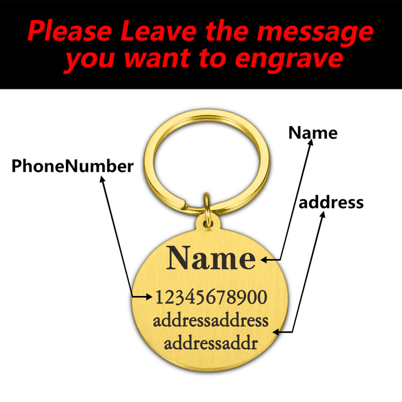 Personalizēta suņu šķīvju kaklarota Pielāgota adrese kaķim, suņa medaļai gravēšana medaljona mājdzīvnieka identifikācijas birka Palīdzība mājdzīvniekiem doties mājās Aksesuāri