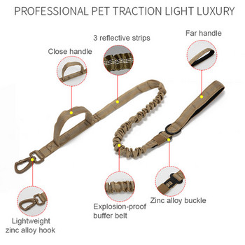 Reflective Dog Leash 2 Handle Quick Release Strong Pet Walking Lead Rope Elastic λουριά για εκπαίδευση σκύλων
