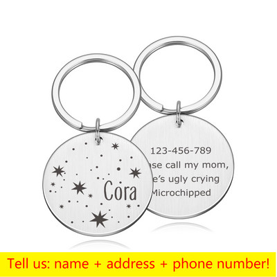 Etichetă personalizată de identificare pentru animale de companie Accesorii pentru zgarda pentru câini pentru câini Etichete cu nume anti-pierdute Colier gravat personalizat Charm pentru animale de companie