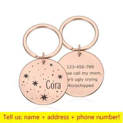 Etichetă personalizată de identificare pentru animale de companie Accesorii pentru zgarda pentru câini pentru câini Etichete cu nume anti-pierdute Colier gravat personalizat Charm pentru animale de companie