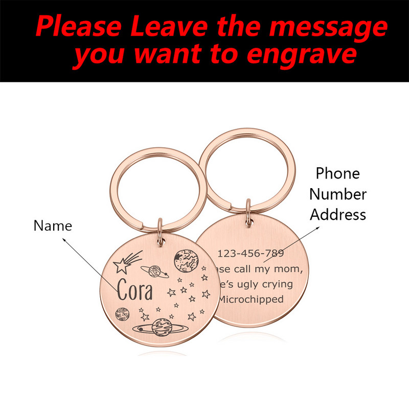 Etichetă personalizată de identificare pentru animale de companie Accesorii pentru zgarda pentru câini pentru câini Etichete cu nume anti-pierdute Colier gravat personalizat Charm pentru animale de companie
