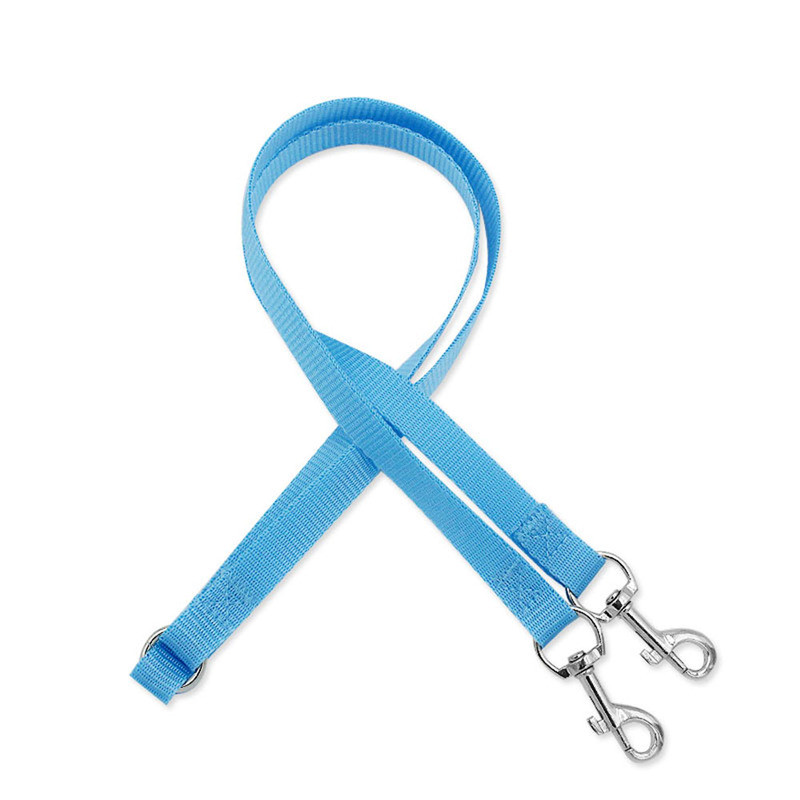 Lesă pentru câini cu cap dublu Lesă din nailon cu țesătură durabilă, cățeluș, pisici, plimbări în aer liber, guler pentru antrenament pentru animale de companie mici, mijlocie