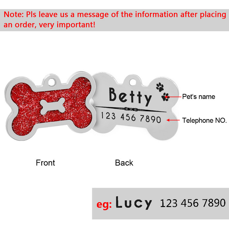 Roostevabast terasest isikupärastatud luusilt Kohandatud lemmiklooma kutsika kassipoegade ID-silt, graveeritud koera kaelarihma ripats kaelakee kaelarihma tarvikud