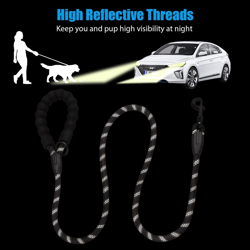 Lesă puternică pentru câini, nailon reflectorizant, lesă pentru animale de companie, pentru dresaj de câine mic, mediu mare, plimbare, lesă pentru câini, frânghii, buldog francez