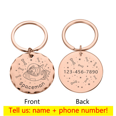 Prilagođena ID oznaka ogrlice za pse i mačke Personalizirane svemirske oznake za pse s ugraviranim imenom Ogrlica za kućne ljubimce Anti-lost Dogs Pločica s imenom Dodaci za kućne ljubimce