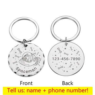 Prilagođena ID oznaka ogrlice za pse i mačke Personalizirane svemirske oznake za pse s ugraviranim imenom Ogrlica za kućne ljubimce Anti-lost Dogs Pločica s imenom Dodaci za kućne ljubimce