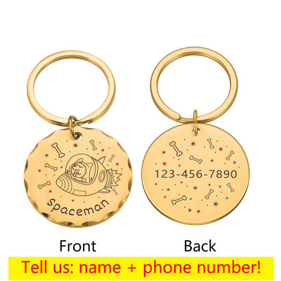 Prilagođena ID oznaka ogrlice za pse i mačke Personalizirane svemirske oznake za pse s ugraviranim imenom Ogrlica za kućne ljubimce Anti-lost Dogs Pločica s imenom Dodaci za kućne ljubimce