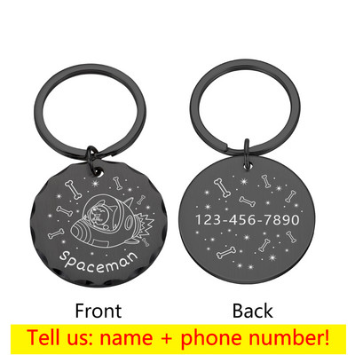 Prilagođena ID oznaka ogrlice za pse i mačke Personalizirane svemirske oznake za pse s ugraviranim imenom Ogrlica za kućne ljubimce Anti-lost Dogs Pločica s imenom Dodaci za kućne ljubimce