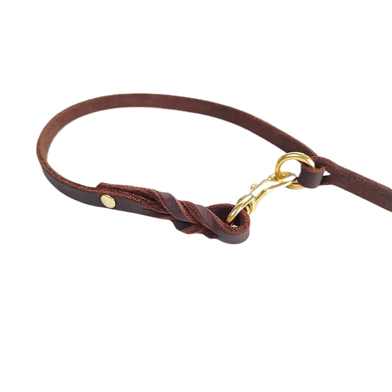 Δύο μεγάλα λουριά σκύλου πλεγμένα από αληθινό δέρμα Διπλά λουριά Π κολάρο αλυσίδας Πολυλειτουργικό μακρύ κοντό μεγάλο μόλυβδο εκπαίδευσης για περπάτημα σκύλου