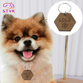 STVK Etichetă din lemn pentru animale de companie Guler pentru pisici pentru câini Etichete personalizate pentru nume de câine Etichete personalizate pentru nume de cățeluș pentru pisoi Număr de nume gravat Accesorii pentru litere