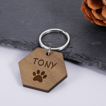STVK Pet Wooden Tag Cat Dogs Collar Customized Dog Name Id Tags Customist Kitten Puppy Name Number Гравирани надписи Аксесоари