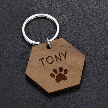 STVK Pet Wooden Tag Cat Dogs Collar Customized Dog Name Id Tags Customist Kitten Puppy Name Number Гравирани надписи Аксесоари