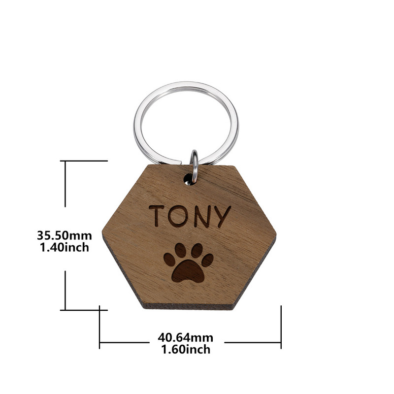 STVK Etichetă din lemn pentru animale de companie Guler pentru pisici pentru câini Etichete personalizate pentru nume de câine Etichete personalizate pentru nume de cățeluș pentru pisoi Număr de nume gravat Accesorii pentru litere