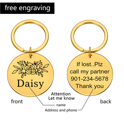 Pielāgotas pretpazaudēšanas abpusējas iegravētas mājdzīvnieka ID suņu birkas Personalizētas suņu kakla siksnas aksesuāri Dekorācijas Kaķu kaklasiksnas Suņu birkas