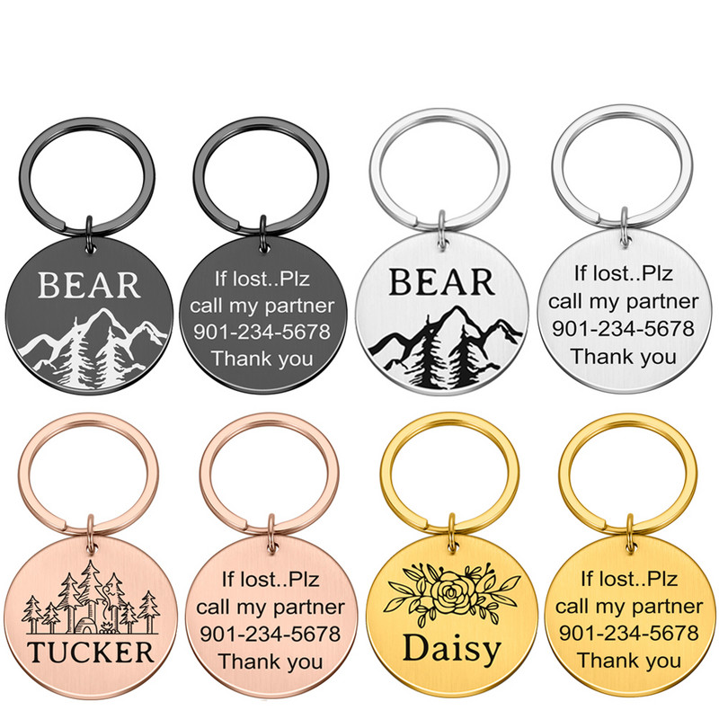 Pielāgotas pretpazaudēšanas abpusējas iegravētas mājdzīvnieka ID suņu birkas Personalizētas suņu kakla siksnas aksesuāri Dekorācijas Kaķu kaklasiksnas Suņu birkas