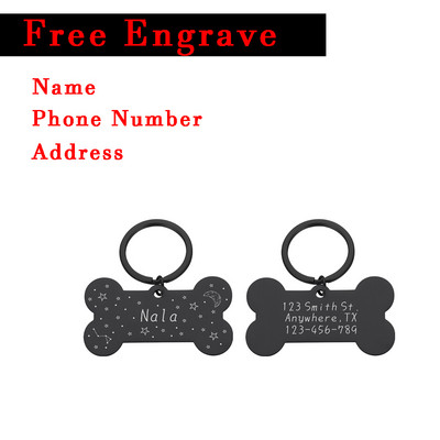 Εξατομικευμένη ετικέτα ταυτότητας κατοικίδιου Χαραγμένο όνομα ταυτότητας κατοικίδιου για κολάρο σκύλου γάτας Κρεμαστό κόκκαλο από ανοξείδωτο ατσάλι Αξεσουάρ για κατοικίδια ошейник для собак