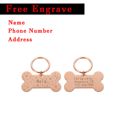 Εξατομικευμένη ετικέτα ταυτότητας κατοικίδιου Χαραγμένο όνομα ταυτότητας κατοικίδιου για κολάρο σκύλου γάτας Κρεμαστό κόκκαλο από ανοξείδωτο ατσάλι Αξεσουάρ για κατοικίδια ошейник для собак