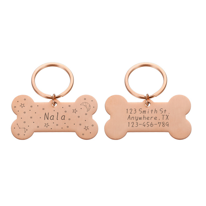 Εξατομικευμένη ετικέτα ταυτότητας κατοικίδιου Χαραγμένο όνομα ταυτότητας κατοικίδιου για κολάρο σκύλου γάτας Κρεμαστό κόκκαλο από ανοξείδωτο ατσάλι Αξεσουάρ για κατοικίδια ошейник для собак