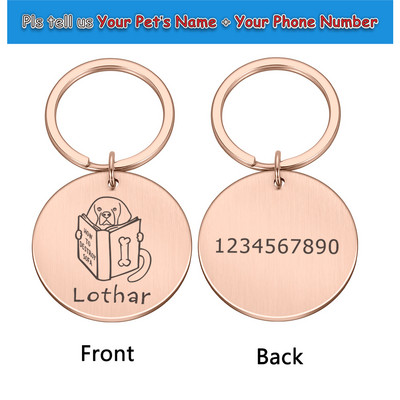 Etichetă de identificare pentru câini Etichete pentru animale de companie, personalizate, personalizate, gravate cu Ustom, breloc din metal, anti-pierdere, pandantiv, plăcuță cu nume pentru gulerul de cățel Perros