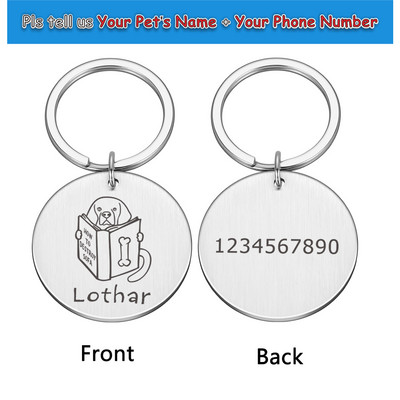 Etichetă de identificare pentru câini Etichete pentru animale de companie, personalizate, personalizate, gravate cu Ustom, breloc din metal, anti-pierdere, pandantiv, plăcuță cu nume pentru gulerul de cățel Perros
