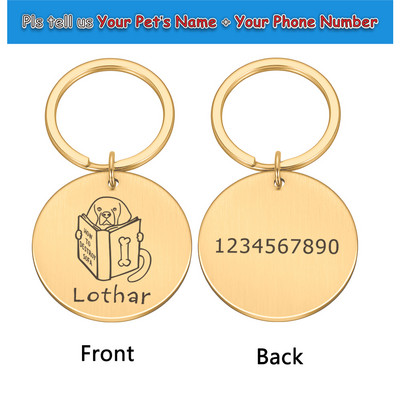 Etichetă de identificare pentru câini Etichete pentru animale de companie, personalizate, personalizate, gravate cu Ustom, breloc din metal, anti-pierdere, pandantiv, plăcuță cu nume pentru gulerul de cățel Perros