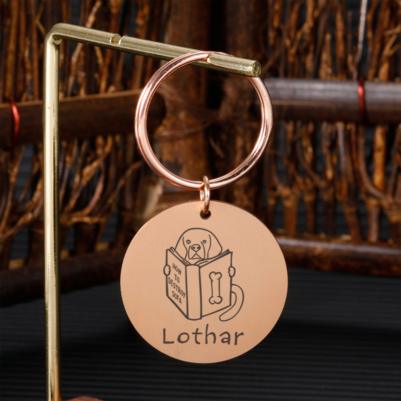 Etichetă de identificare pentru câini Etichete pentru animale de companie, personalizate, personalizate, gravate cu Ustom, breloc din metal, anti-pierdere, pandantiv, plăcuță cu nume pentru gulerul de cățel Perros