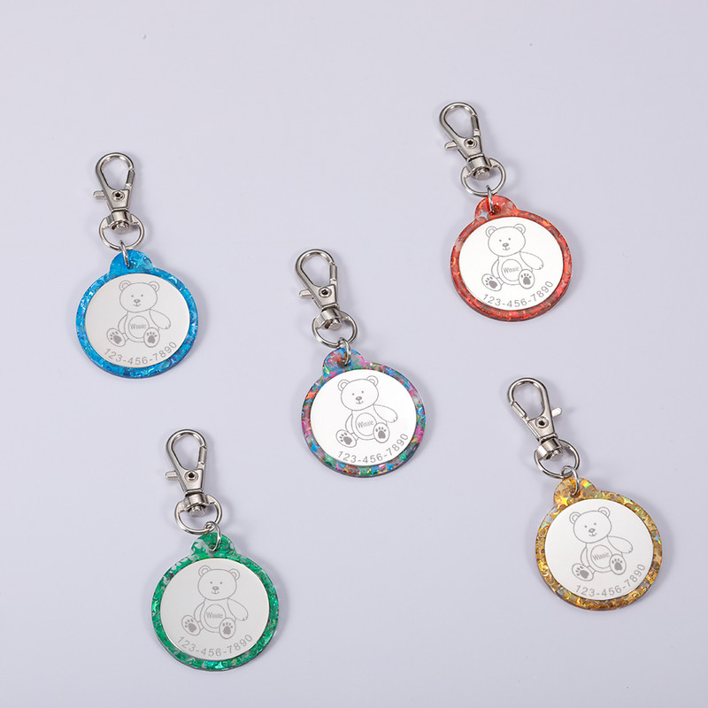 Etichetă personalizată de identificare pentru câini și pisici Guler colorat de identificare pentru animale de companie Etichete cu nume pentru urs Etichete personalizate din oțel inoxidabil pentru animale de companie Accesorii pentru etichetă