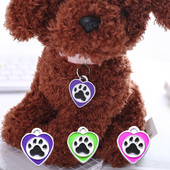 Etichetă de identificare pentru câine gravată gratuită, personalizată, din aliaj, cu farmec de inimă, pandantiv, plăcuță de identificare anti-pierdere, colier, accesorii pentru guler pentru cățeluș