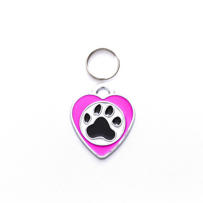 Etichetă de identificare pentru câine gravată gratuită, personalizată, din aliaj, cu farmec de inimă, pandantiv, plăcuță de identificare anti-pierdere, colier, accesorii pentru guler pentru cățeluș