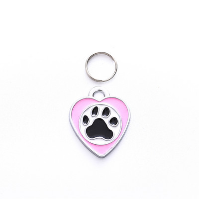 Etichetă de identificare pentru câine gravată gratuită, personalizată, din aliaj, cu farmec de inimă, pandantiv, plăcuță de identificare anti-pierdere, colier, accesorii pentru guler pentru cățeluș