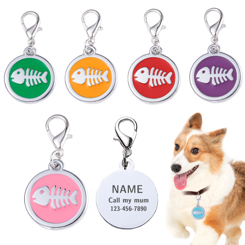 Εξατομικευμένο σκυλί χάραξη ετικέτας μεταλλικής ταυτότητας Κατά της απώλειας Προσαρμοσμένο όνομα Κολάρο γάτας Κουτάβι Κρεμαστό μπρελόκ Προμήθειες για κατοικίδια