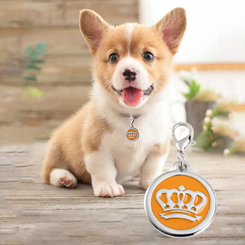 Cute Crown Dog με γράμματα λέιζερ Κάρτα ταυτότητας κατοικίδιου Προσωποποιημένο μπρελόκ Προμήθειες για σκύλους κατοικίδιων ζώων Κολιέ Αξεσουάρ για σκύλους με ετικέτα γάτας