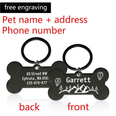 Etichetă personalizată de identificare pentru animale de companie pe două fețe Zgarda de câine Gravată ID pentru animale de companie Nume Adresă Telefon Anti-pierdere pentru pisică Puppy Dog Guler Tag Pandantiv