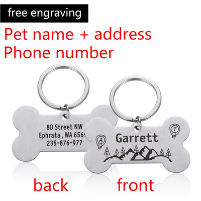 Etichetă personalizată de identificare pentru animale de companie pe două fețe Zgarda de câine Gravată ID pentru animale de companie Nume Adresă Telefon Anti-pierdere pentru pisică Puppy Dog Guler Tag Pandantiv
