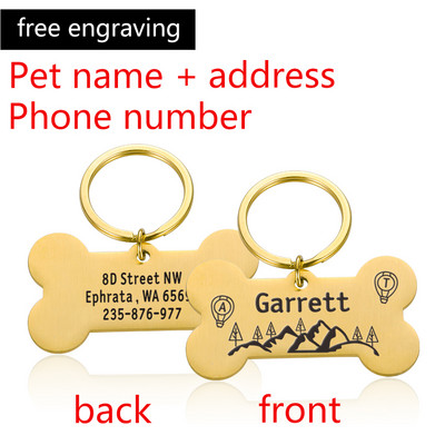 Etichetă personalizată de identificare pentru animale de companie pe două fețe Zgarda de câine Gravată ID pentru animale de companie Nume Adresă Telefon Anti-pierdere pentru pisică Puppy Dog Guler Tag Pandantiv
