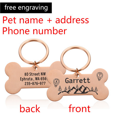 Etichetă personalizată de identificare pentru animale de companie pe două fețe Zgarda de câine Gravată ID pentru animale de companie Nume Adresă Telefon Anti-pierdere pentru pisică Puppy Dog Guler Tag Pandantiv