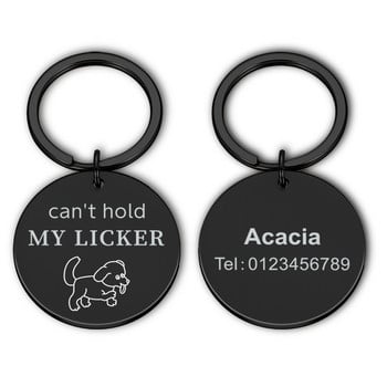 Ετικέτα Anti-lost Dog ID Dog Collar Can\'t Hold My Licker ID Όνομα κατοικίδιου Όνομα Τηλέφωνο Εξατομικευμένη ετικέτα για Cat Puppy Dog Collar Tag